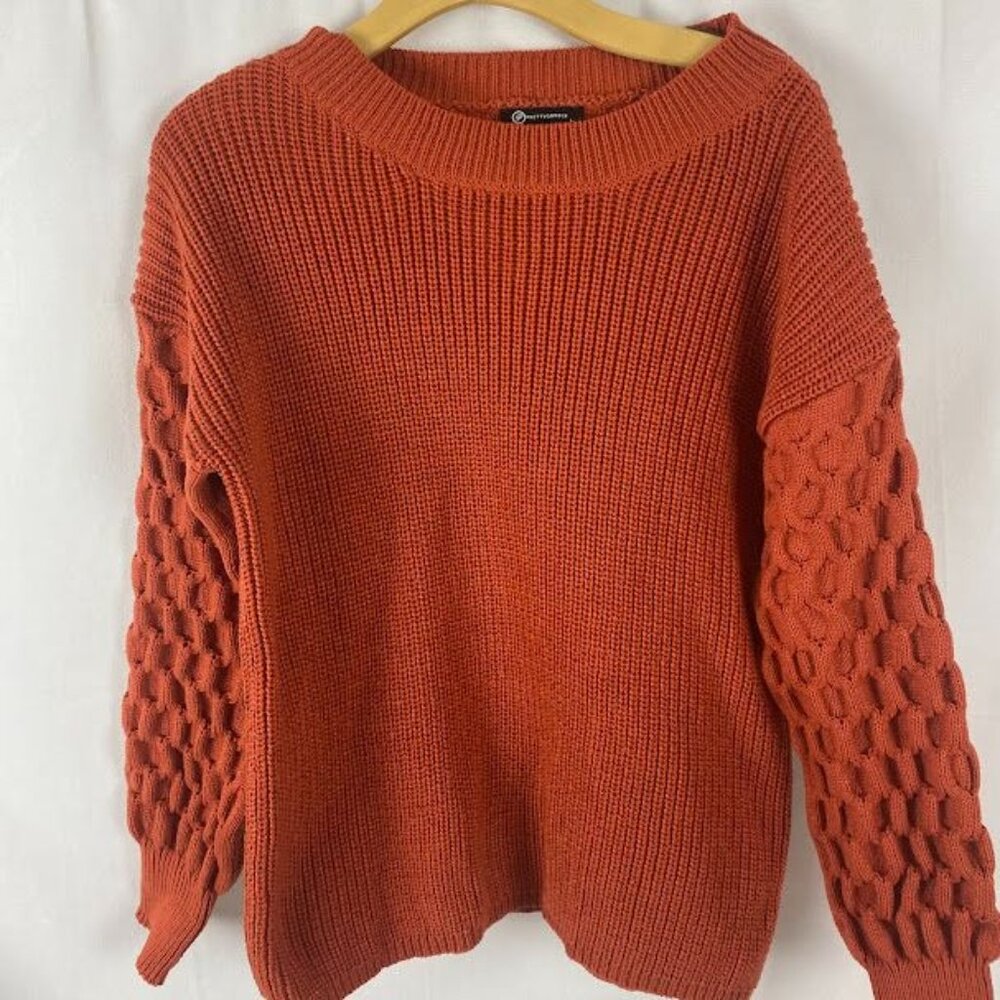 Pretty Garden Orange Knit Pullover Sweater Women's Large - Picture 4 of 12